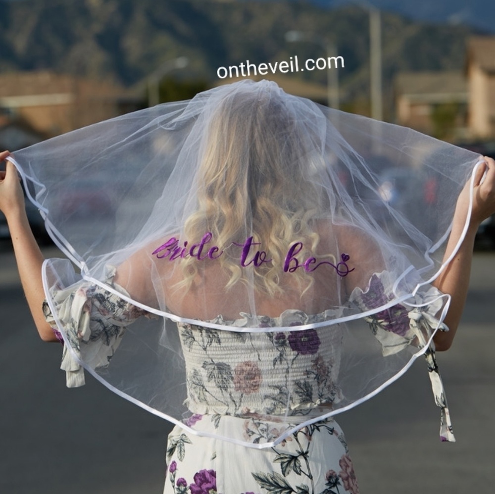 Custom Embroidered Bachelorette Wedding Veil
